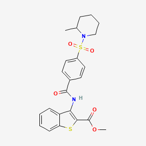 molecular formula C23H24N2O5S2 B2390037 3-(4-((2-甲基哌啶-1-基)磺酰基)苯甲酰氨基)苯并[b]噻吩-2-羧酸甲酯 CAS No. 683768-10-7