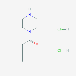 molecular formula C10H22Cl2N2O B2390042 3,3-Dimethyl-1-piperazin-1-ylbutan-1-one;dihydrochloride CAS No. 2460755-42-2