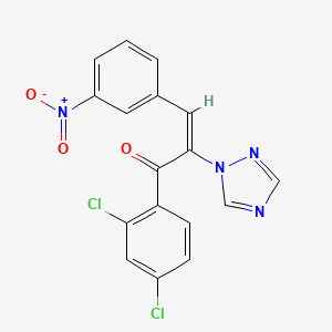 molecular formula C17H10Cl2N4O3 B2390044 1-(2,4-dichlorophenyl)-3-(3-nitrophenyl)-2-(1H-1,2,4-triazol-1-yl)-2-propen-1-one CAS No. 167109-64-0