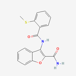 molecular formula C17H14N2O3S B2390056 3-(2-(甲硫基)苯甲酰氨基)苯并呋喃-2-甲酰胺 CAS No. 896348-94-0