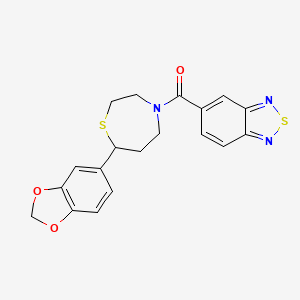 molecular formula C19H17N3O3S2 B2390057 苯并[c][1,2,5]噻二唑-5-基(7-(苯并[d][1,3]二氧杂环-5-基)-1,4-噻氮杂环-4-基)甲烷酮 CAS No. 1706002-09-6