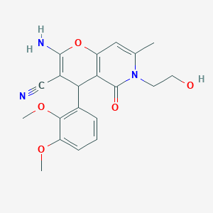 molecular formula C20H21N3O5 B2390063 2-氨基-4-(2,3-二甲氧基苯基)-6-(2-羟乙基)-7-甲基-5-氧代-5,6-二氢-4H-吡喃[3,2-c]吡啶-3-腈 CAS No. 884217-11-2