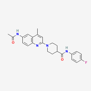 molecular formula C24H25FN4O2 B2390065 1-(6-酰胺基-4-甲基喹啉-2-基)-N-(4-氟苯基)哌啶-4-甲酰胺 CAS No. 1029734-40-4