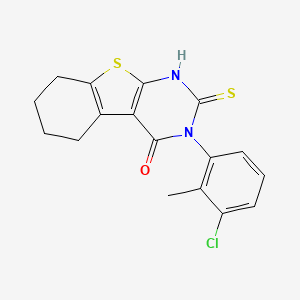 molecular formula C17H15ClN2OS2 B2390070 4-(3-Chloro-2-methylphenyl)-5-sulfanyl-8-thia-4,6-diazatricyclo[7.4.0.0,2,7]trideca-1(9),2(7),5-trien-3-one CAS No. 380335-51-3