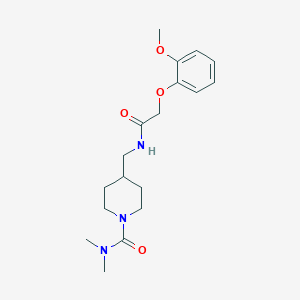 molecular formula C18H27N3O4 B2390072 4-((2-(2-甲氧苯氧基)乙酰胺)甲基)-N,N-二甲基哌啶-1-甲酰胺 CAS No. 2034376-98-0