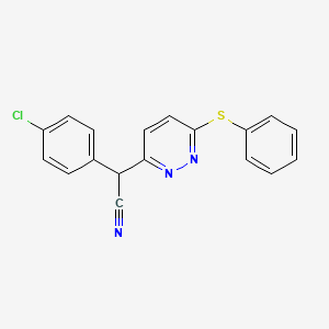 molecular formula C18H12ClN3S B2390075 2-(4-氯苯基)-2-[6-(苯硫基)-3-哒嗪基]乙腈 CAS No. 303997-39-9