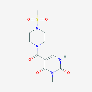 molecular formula C11H16N4O5S B2390083 3-甲基-5-(4-(甲磺酰基)哌嗪-1-羰基)嘧啶-2,4(1H,3H)-二酮 CAS No. 1421584-89-5