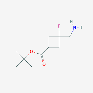 molecular formula C10H18FNO2 B2390084 tert-Butyl 3-(aminomethyl)-3-fluorocyclobutanecarboxylate CAS No. 2408971-46-8