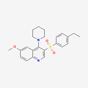 molecular formula C23H26N2O3S B2390085 3-(4-Ethylphenyl)sulfonyl-6-methoxy-4-piperidin-1-ylquinoline CAS No. 897624-32-7