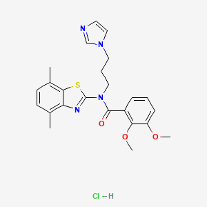 molecular formula C24H27ClN4O3S B2390087 N-(3-(1H-imidazol-1-yl)propyl)-N-(4,7-dimethylbenzo[d]thiazol-2-yl)-2,3-dimethoxybenzamide hydrochloride CAS No. 1217038-35-1