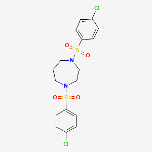 molecular formula C17H18Cl2N2O4S2 B2390088 1,4-Bis((4-chlorophenyl)sulfonyl)-1,4-diazepane CAS No. 332389-14-7