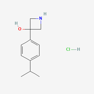molecular formula C12H18ClNO B2390095 3-(4-Propan-2-ylphenyl)azetidin-3-ol;hydrochloride CAS No. 2375273-17-7