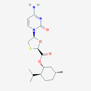molecular formula C₁₈H₂₇N₃O₄S B023901 (2R,5S)-(1R,2S,5R)-2-异丙基-5-甲基环己基 5-(4-氨基-2-氧嘧啶-1(2H)-基)-1,3-氧硫杂环戊烷-2-羧酸酯 CAS No. 147027-10-9