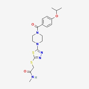 molecular formula C19H25N5O3S2 B2390105 2-((5-(4-(4-异丙氧基苯甲酰)哌嗪-1-基)-1,3,4-噻二唑-2-基)硫代)-N-甲基乙酰胺 CAS No. 1105226-34-3