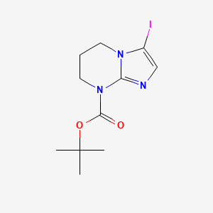 molecular formula C11H16IN3O2 B2390109 Tert-butyl 3-iodo-6,7-dihydro-5H-imidazo[1,2-a]pyrimidine-8-carboxylate CAS No. 2384911-33-3