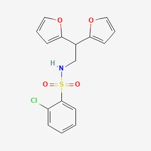 molecular formula C16H14ClNO4S B2390126 2-氯-N-(2,2-二(呋喃-2-基)乙基)苯磺酰胺 CAS No. 2309796-58-3