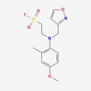 molecular formula C14H17FN2O4S B2390127 2-[4-Methoxy-2-methyl-N-(1,2-oxazol-3-ylmethyl)anilino]ethanesulfonyl fluoride CAS No. 2411241-77-3