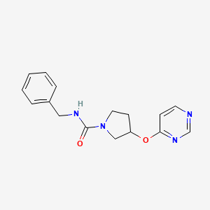 molecular formula C16H18N4O2 B2390129 N-benzyl-3-(pyrimidin-4-yloxy)pyrrolidine-1-carboxamide CAS No. 2034328-21-5