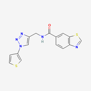 molecular formula C15H11N5OS2 B2390134 N-((1-(噻吩-3-基)-1H-1,2,3-三唑-4-基)甲基)苯并[d]噻唑-6-甲酰胺 CAS No. 2034386-25-7