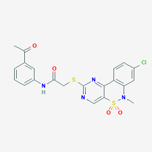 B2390153 N-(3-acetylphenyl)-2-[(8-chloro-6-methyl-5,5-dioxido-6H-pyrimido[5,4-c][2,1]benzothiazin-2-yl)thio]acetamide CAS No. 1115413-84-7