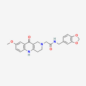 molecular formula C23H23N3O5 B2390161 N-(benzo[d][1,3]dioxol-5-ylmethyl)-2-(8-methoxy-10-oxo-3,4-dihydrobenzo[b][1,6]naphthyridin-2(1H,5H,10H)-yl)acetamide CAS No. 1185159-20-9