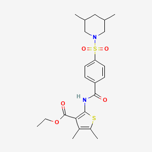 molecular formula C23H30N2O5S2 B2390165 Ethyl 2-(4-((3,5-dimethylpiperidin-1-yl)sulfonyl)benzamido)-4,5-dimethylthiophene-3-carboxylate CAS No. 392323-83-0