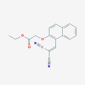 molecular formula C18H14N2O3 B2390170 Ethyl 2-{[1-(2-cyano-3-nitrilo-1-propenyl)-2-naphthyl]oxy}acetate CAS No. 866142-63-4