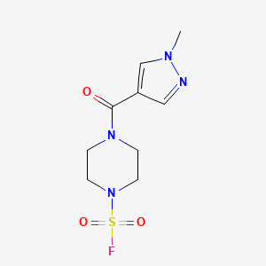 molecular formula C9H13FN4O3S B2390189 4-(1-Methylpyrazole-4-carbonyl)piperazine-1-sulfonyl fluoride CAS No. 2361881-69-6