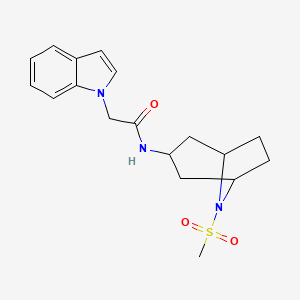 molecular formula C18H23N3O3S B2390196 2-(1H-indol-1-yl)-N-(8-(methylsulfonyl)-8-azabicyclo[3.2.1]octan-3-yl)acetamide CAS No. 2034304-56-6