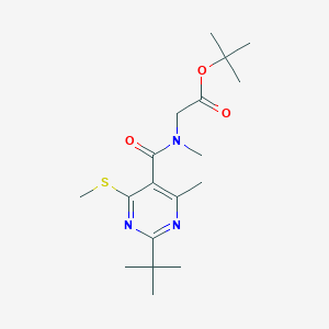 molecular formula C18H29N3O3S B2390204 tert-butyl 2-{1-[2-tert-butyl-4-methyl-6-(methylsulfanyl)pyrimidin-5-yl]-N-methylformamido}acetate CAS No. 1424446-35-4