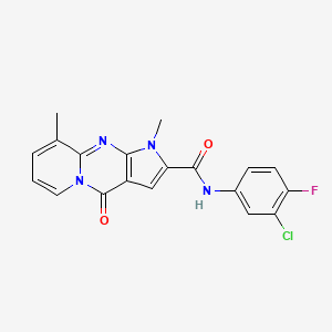 molecular formula C19H14ClFN4O2 B2390221 N-(3-chloro-4-fluorophenyl)-1,9-dimethyl-4-oxo-1,4-dihydropyrido[1,2-a]pyrrolo[2,3-d]pyrimidine-2-carboxamide CAS No. 896824-92-3