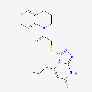 molecular formula C19H21N5O2S B2390222 3-{[2-(3,4-dihydroquinolin-1(2H)-yl)-2-oxoethyl]thio}-5-propyl[1,2,4]triazolo[4,3-a]pyrimidin-7(8H)-one CAS No. 891121-88-3
