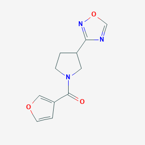 molecular formula C11H11N3O3 B2390232 (3-(1,2,4-Oxadiazol-3-yl)pyrrolidin-1-yl)(furan-3-yl)methanone CAS No. 2034410-55-2