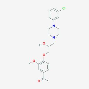 molecular formula C22H27ClN2O4 B2390239 1-(4-(3-(4-(3-Chlorophenyl)piperazin-1-yl)-2-hydroxypropoxy)-3-methoxyphenyl)ethanone CAS No. 667891-23-8