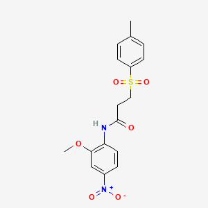 molecular formula C17H18N2O6S B2390241 N-(2-methoxy-4-nitrophenyl)-3-tosylpropanamide CAS No. 895450-94-9