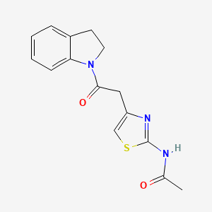 molecular formula C15H15N3O2S B2390248 N-(4-(2-(indolin-1-yl)-2-oxoethyl)thiazol-2-yl)acetamide CAS No. 921820-88-4