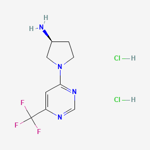 molecular formula C9H13Cl2F3N4 B2390253 (3S)-1-[6-(Trifluoromethyl)pyrimidin-4-yl]pyrrolidin-3-amine dihydrochloride CAS No. 1365936-86-2