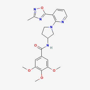 molecular formula C22H25N5O5 B2390257 3,4,5-trimethoxy-N-(1-(3-(3-methyl-1,2,4-oxadiazol-5-yl)pyridin-2-yl)pyrrolidin-3-yl)benzamide CAS No. 1396774-58-5