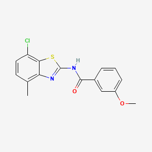 molecular formula C16H13ClN2O2S B2390260 N-(7-chloro-4-methyl-1,3-benzothiazol-2-yl)-3-methoxybenzamide CAS No. 868230-41-5