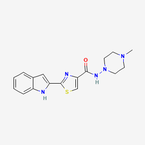 molecular formula C17H19N5OS B2390262 2-(1H-indol-2-yl)-N-(4-methylpiperazin-1-yl)thiazole-4-carboxamide CAS No. 1170419-47-2