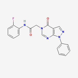 molecular formula C19H14FN5O2 B2390264 N-(2-fluorophenyl)-2-(4-oxo-1-phenyl-1H-pyrazolo[3,4-d]pyrimidin-5(4H)-yl)acetamide CAS No. 852440-10-9