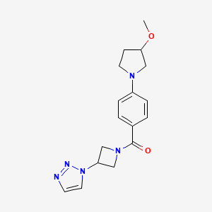 molecular formula C17H21N5O2 B2390292 (3-(1H-1,2,3-三唑-1-基)氮杂环丁-1-基)(4-(3-甲氧基吡咯烷-1-基)苯基)甲酮 CAS No. 2034491-12-6