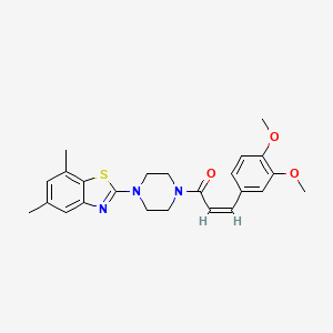 (Z)-3-(3,4-dimethoxyphenyl)-1-(4-(5,7-dimethylbenzo[d]thiazol-2-yl)piperazin-1-yl)prop-2-en-1-one