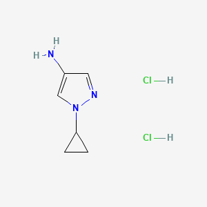 molecular formula C6H11Cl2N3 B2390300 1-Cyclopropyl-1H-pyrazol-4-amine dihydrochloride CAS No. 2089319-10-6