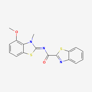molecular formula C17H13N3O2S2 B2390301 (E)-N-(4-methoxy-3-methylbenzo[d]thiazol-2(3H)-ylidene)benzo[d]thiazole-2-carboxamide CAS No. 441291-87-8