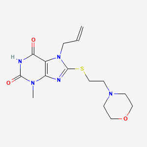 molecular formula C15H21N5O3S B2390311 7-allyl-3-methyl-8-((2-morpholinoethyl)thio)-1H-purine-2,6(3H,7H)-dione CAS No. 442865-19-2
