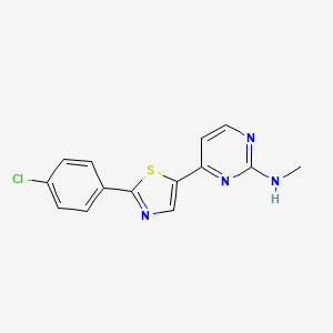 molecular formula C14H11ClN4S B2390314 4-[2-(4-chlorophenyl)-1,3-thiazol-5-yl]-N-methylpyrimidin-2-amine CAS No. 1823183-26-1