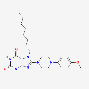 molecular formula C25H36N6O3 B2390319 8-(4-(4-methoxyphenyl)piperazin-1-yl)-3-methyl-7-octyl-1H-purine-2,6(3H,7H)-dione CAS No. 714289-13-1