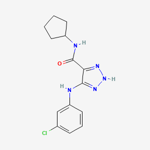 molecular formula C14H16ClN5O B2390322 5-((3-氯苯基)氨基)-N-环戊基-1H-1,2,3-三唑-4-甲酰胺 CAS No. 1291835-04-5