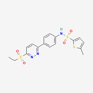 molecular formula C17H17N3O4S3 B2390325 N-(4-(6-(ethylsulfonyl)pyridazin-3-yl)phenyl)-5-methylthiophene-2-sulfonamide CAS No. 921864-94-0
